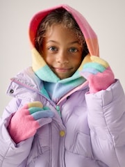 Little Bird by Jools Oliver Multi Pastel Rainbow Knitted Hood and Gloves Set - Image 1 of 5