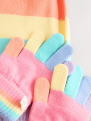 Little Bird by Jools Oliver Multi Pastel Rainbow Knitted Hood and Gloves Set - Image 5 of 5