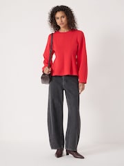Hush Bright Red Scuba Peplum Jersey Top - Image 3 of 5