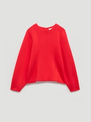 Hush Bright Red Scuba Peplum Jersey Top - Image 5 of 5