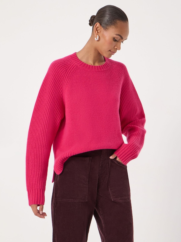 Hush Pink Mira Merino Wool Detachable Roll Neck Jumper - Image 1 of 6 Hush Pink Mira Merino Wool Detachable Roll Neck Jumper - Image 1 of 6