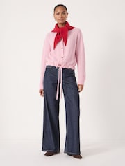 Hush Pink Wool Blend Drawstring Detail Cardigan - Image 2 of 6