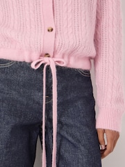 Hush Pink Wool Blend Drawstring Detail Cardigan - Image 5 of 6