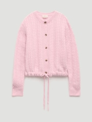 Hush Pink Wool Blend Drawstring Detail Cardigan - Image 6 of 6