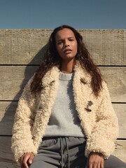 Hush Cream Teddy Duffle Jacket - Image 1 of 6