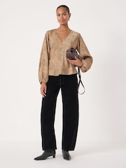 Hush Brown Grace Satin Long Sleeve Top - Image 1 of 5