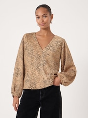 Hush Brown Grace Satin Long Sleeve Top - Image 2 of 5