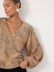 Hush Brown Grace Satin Long Sleeve Top - Image 3 of 5