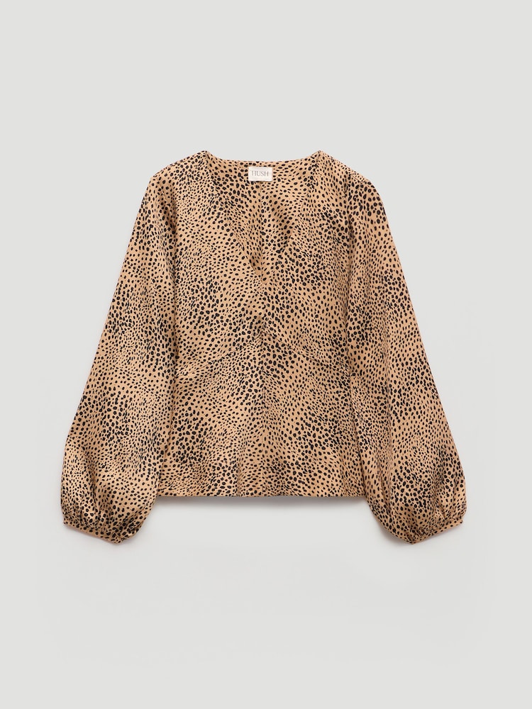 Hush Brown Grace Satin Long Sleeve Top - Image 5 of 5