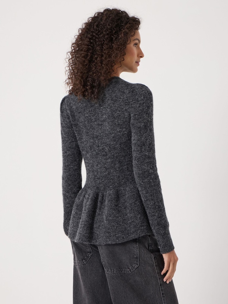Hush Grey Wool Blend Peplum Top - Image 2 of 5 Hush Grey Wool Blend Peplum Top - Image 2 of 5