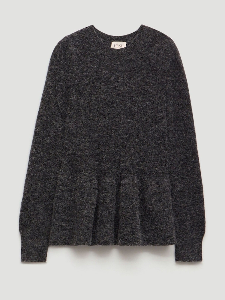 Hush Grey Wool Blend Peplum Top - Image 5 of 5 Hush Grey Wool Blend Peplum Top - Image 5 of 5