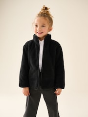 Black Zip-Up Borg Fleece Jacket With Pockets (3-16yrs) - Image 1 of 9