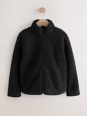 Black Zip-Up Borg Fleece Jacket With Pockets (3-16yrs) - Image 5 of 9