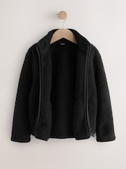 Black Zip-Up Borg Fleece Jacket With Pockets (3-16yrs) - Image 6 of 9
