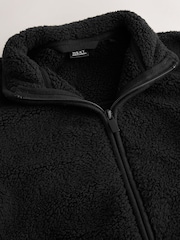 Black Zip-Up Borg Fleece Jacket With Pockets (3-16yrs) - Image 8 of 9