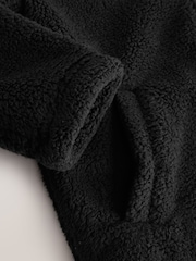 Black Zip-Up Borg Fleece Jacket With Pockets (3-16yrs) - Image 9 of 9