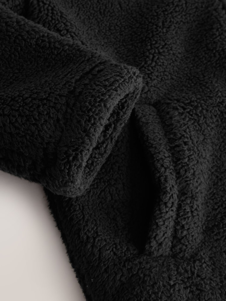 Black Zip-Up Borg Fleece Jacket With Pockets (3-16yrs) - Image 9 of 9