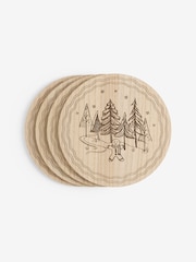 Set of 4 Natural Christmas Gingerbread Wooden Placemats - Image 2 of 4