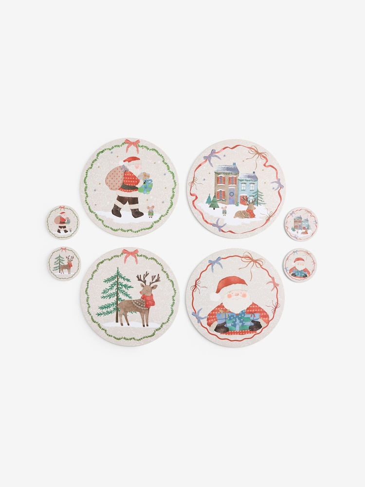 Set of 4 Multi Christmas Santa and Friends Corkback Placemats and Coasters - Image 3 of 3 Set of 4 Multi Christmas Santa and Friends Corkback Placemats and Coasters - Image 3 of 3
