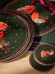 Set of 4 Green Christmas Robin Corkback Placemats and Coasters - Image 2 of 3