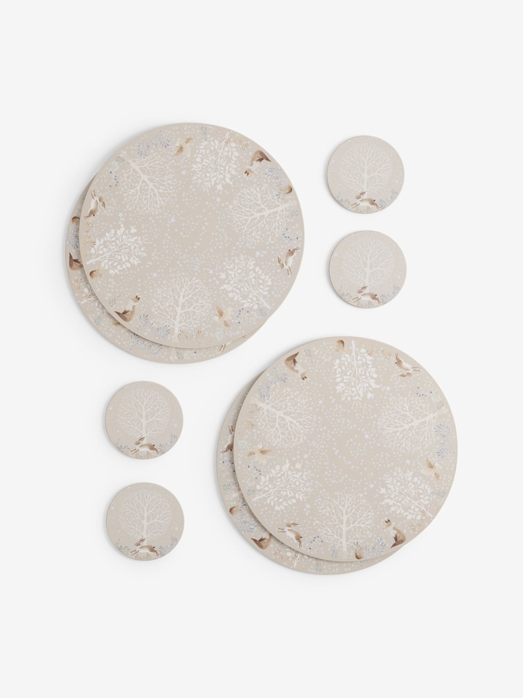 Set of 4 Natural Winter Wonderland Corkback Placemats and Coasters - Image 2 of 3 Set of 4 Natural Winter Wonderland Corkback Placemats and Coasters - Image 2 of 3