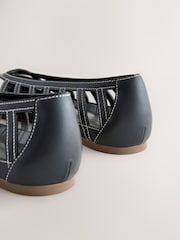 Black Extra Wide Fit Forever Comfort® Peeptoe Flat Shoes - Image 8 of 9