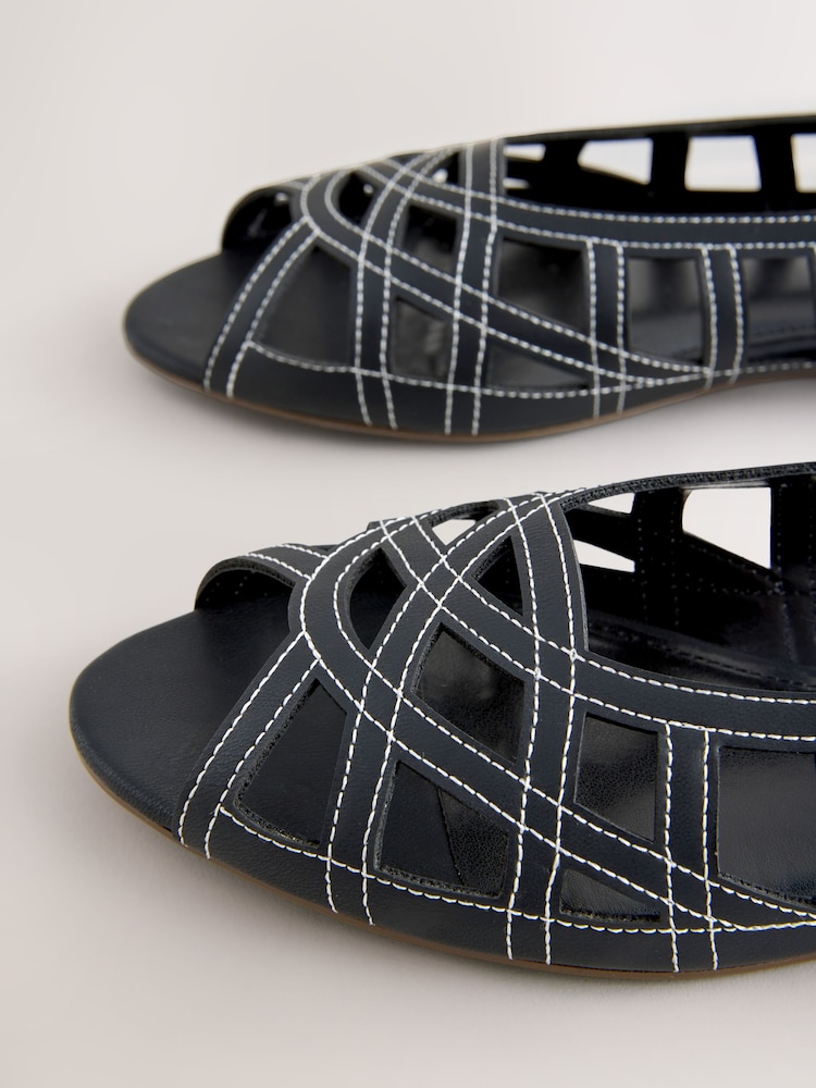 Black Extra Wide Fit Forever Comfort® Peeptoe Flat Shoes - Image 9 of 9 Black Extra Wide Fit Forever Comfort® Peeptoe Flat Shoes - Image 9 of 9