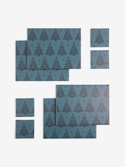 Set of 4 Navy Christmas Tree Faux Leather Placemats and Coasters - Image 3 of 3