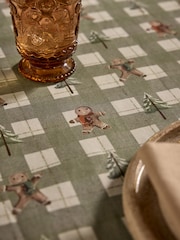 Sage Green Christmas Gingerbread Wipe Clean Table Cloth - Image 1 of 3