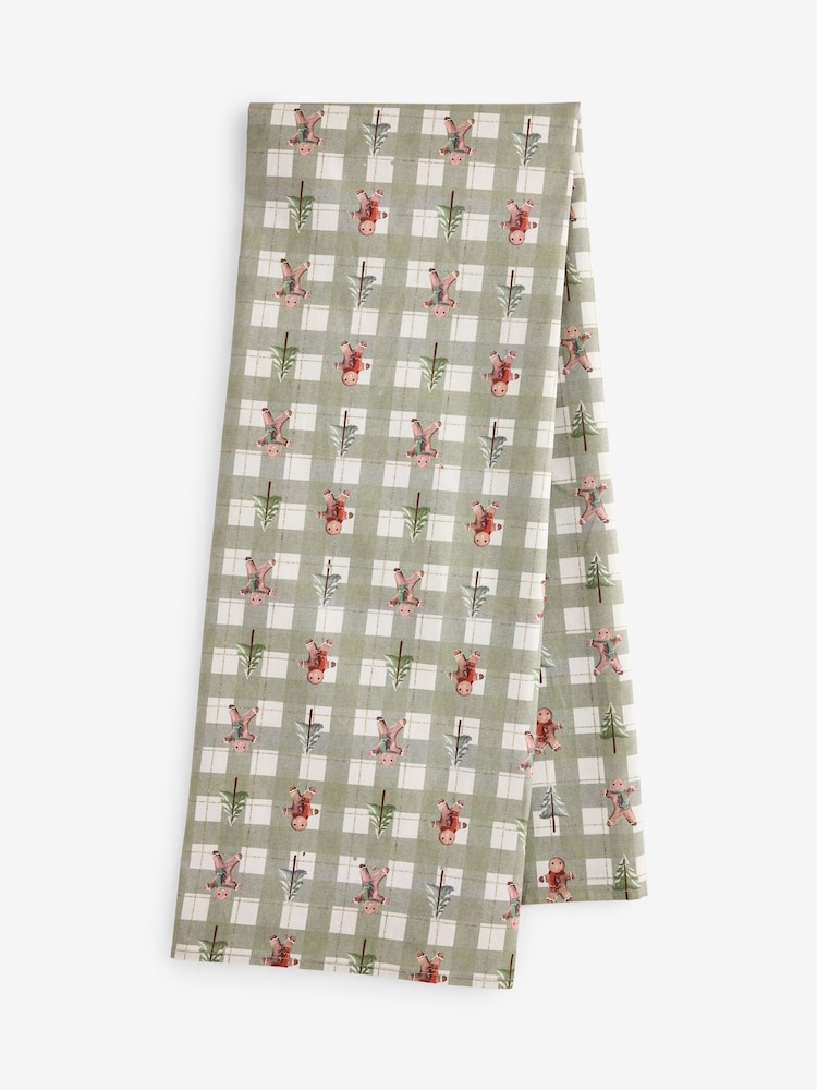 Sage Green Christmas Gingerbread Wipe Clean Table Cloth - Image 3 of 3 Sage Green Christmas Gingerbread Wipe Clean Table Cloth - Image 3 of 3