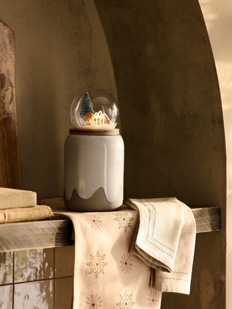 Natural Light Up Snow Globe Gingerbread Treat Jar - Image 1 of 6