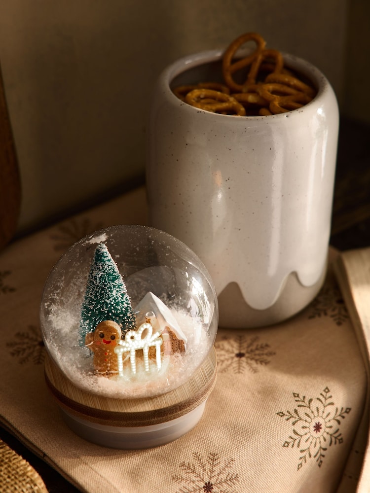 Natural Light Up Snow Globe Gingerbread Treat Jar - Image 2 of 6