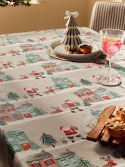 Natural Christmas Santa Wipe Clean Table Cloth - Image 2 of 3