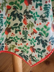 Sage Green Christmas Robin Cotton Table Cloth - Image 3 of 4