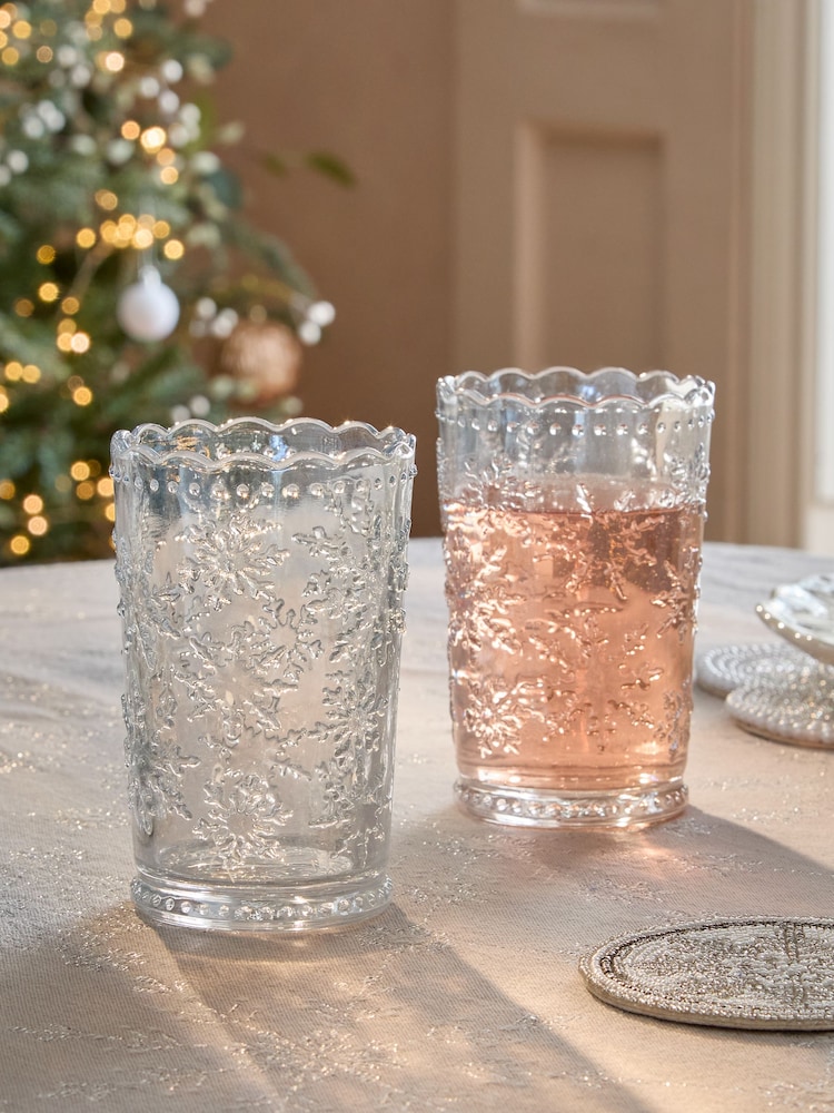 Juego de 2 vasos con diseño de copo de nieve de Navidad - Imagen 1 de 4