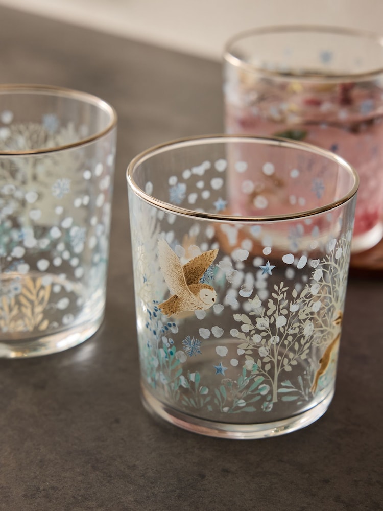 Set of 4 Blue Winter Wonderland Tumbler Glasses - Image 3 of 3 Set of 4 Blue Winter Wonderland Tumbler Glasses - Image 3 of 3
