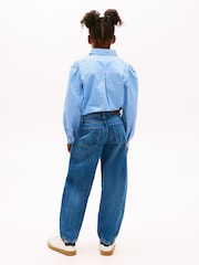 Tommy Hilfiger Blue Flag Embroidery Faded Barrel Leg Jeans - Image 3 of 5