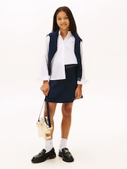 Tommy Hilfiger Blue Glitter Waistband Mini Cable Knit Skirt - Image 3 of 5