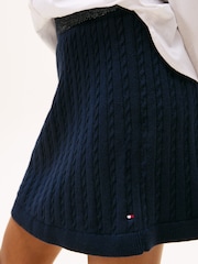Tommy Hilfiger Blue Glitter Waistband Mini Cable Knit Skirt - Image 4 of 5