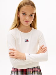 Tommy Hilfiger White Heritage Extra Slim Long Sleeve T-Shirt - Image 1 of 5