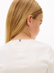 Tommy Hilfiger White Heritage Extra Slim Long Sleeve T-Shirt - Image 4 of 5