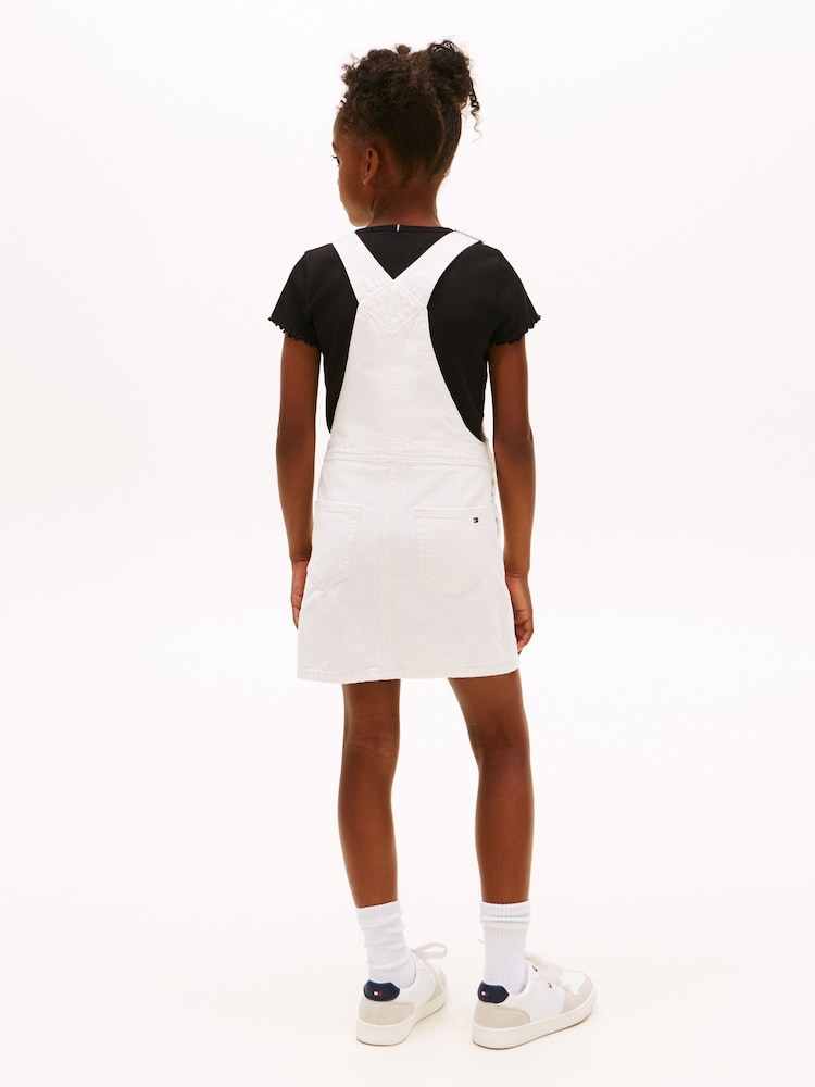 Tommy Hilfiger White Heritage Logo Pocket Denim Dungaree Dress - Image 2 of 5 Tommy Hilfiger White Heritage Logo Pocket Denim Dungaree Dress - Image 2 of 5