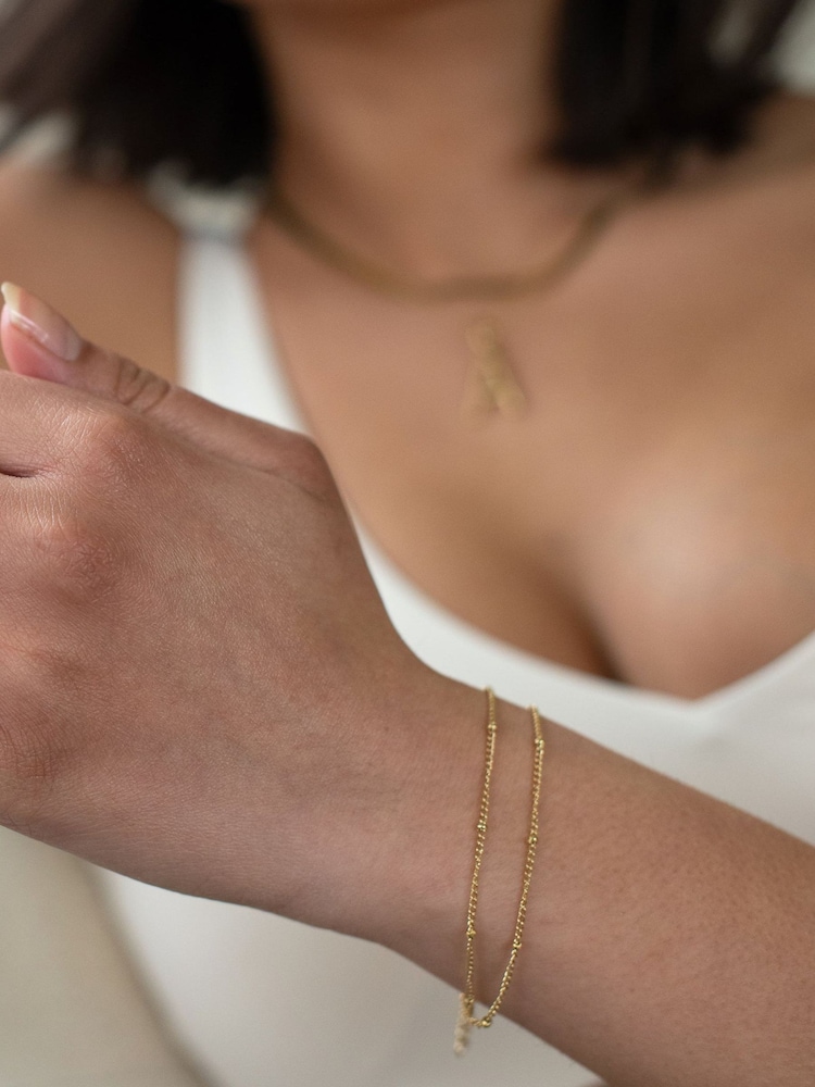 D.Louise Gold Tone Waterproof Double Beaded Bracelet - Image 1 of 6 D.Louise Gold Tone Waterproof Double Beaded Bracelet - Image 1 of 6