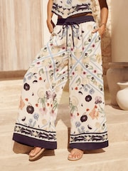 Lipsy X Mandy Sade Printed Petite Wide Leg Trousers - Image 2 of 4