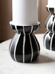 Rockett St George Set of 2 Black/White Stripe Candle Holders - Image 3 of 5