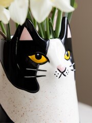Rockett St George Black/Cream Claude the Cat Vase - Image 5 of 8