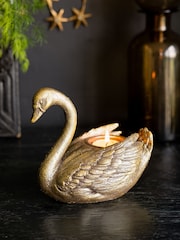 Rockett St George Gold Vintage Style Swan Tea Light Holder - Image 1 of 6