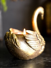 Rockett St George Gold Vintage Style Swan Tea Light Holder - Image 5 of 6