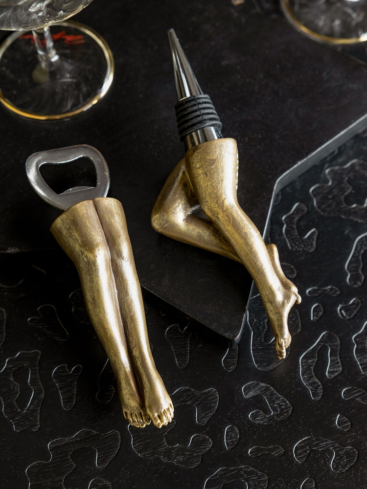 Rockett St George Gold Legs Up Bottle Opener and Stopper Set - Image 1 of 6 Rockett St George Gold Legs Up Bottle Opener and Stopper Set - Image 1 of 6