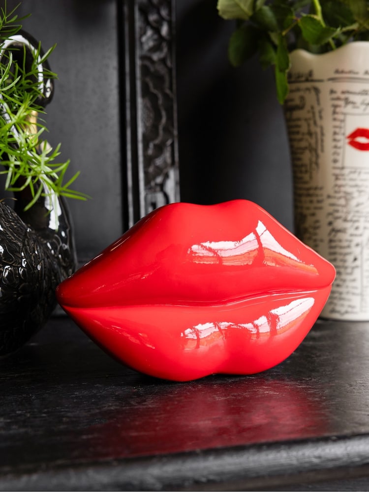 Rockett St George Red Kiss and Tell Lips Ornament - Image 1 of 6 Rockett St George Red Kiss and Tell Lips Ornament - Image 1 of 6
